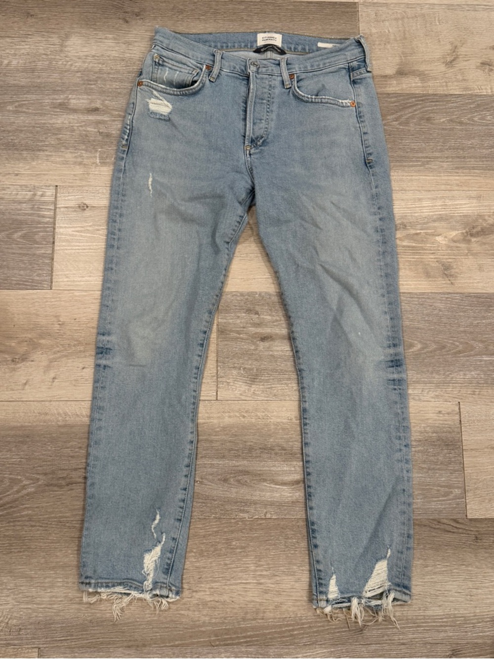 Citizens Of Humanity Emerson Premium Vintage Blue Slim Straight Distressed Jeans